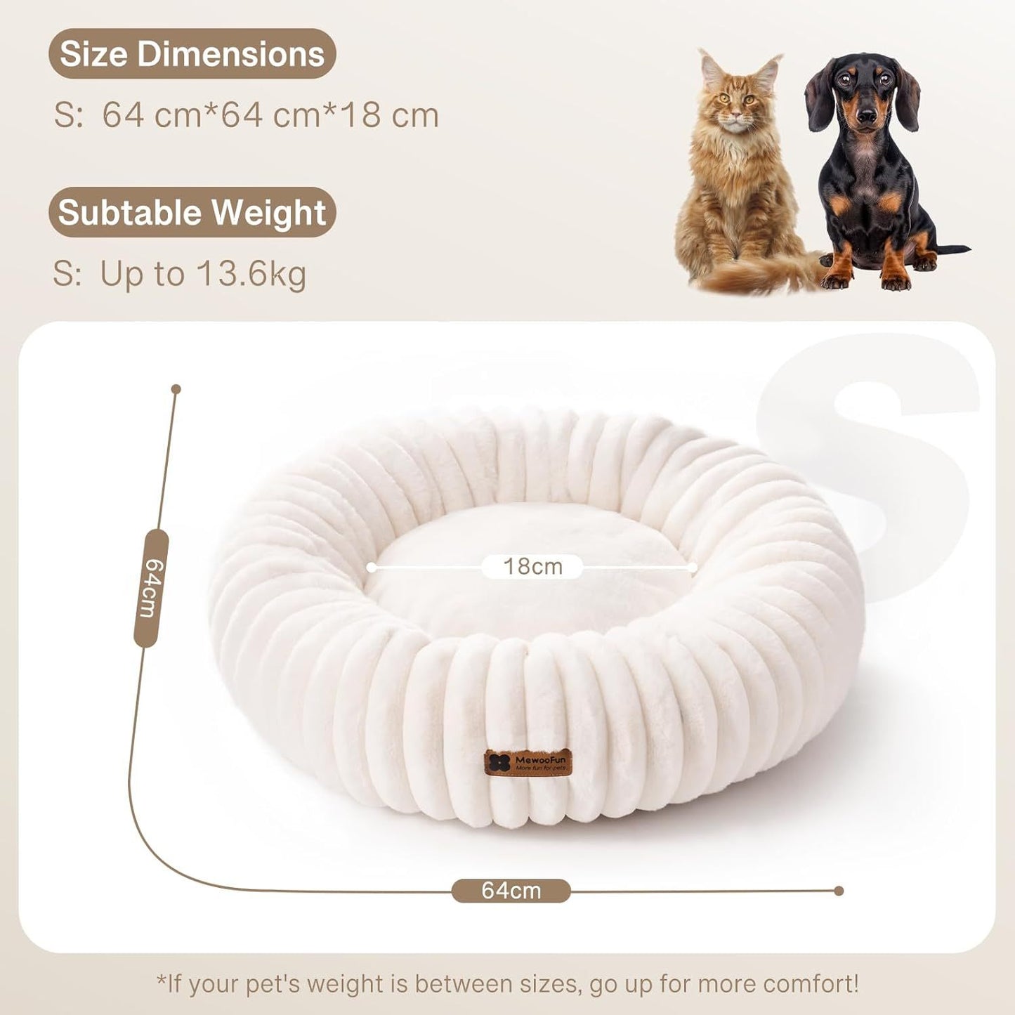 Calming Round Fluffy Pet Bed With Non-Slip Bottom