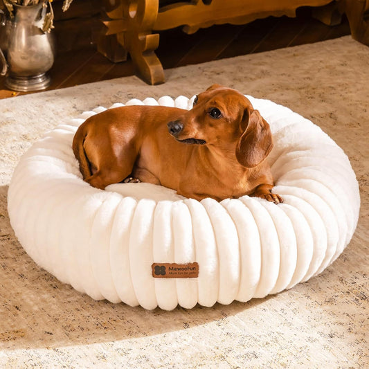 Calming Round Fluffy Pet Bed With Non-Slip Bottom
