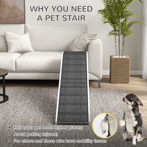 Pet Ramp For Dog With Non-slip Carpet And Top Platform